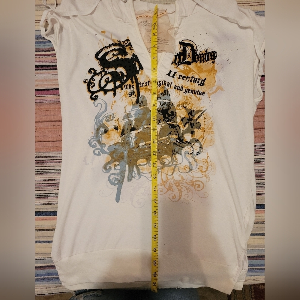 Anama Vintage Graphic T-shirt with Hood Punk Goth Rock summer beach - Picture 7 of 8